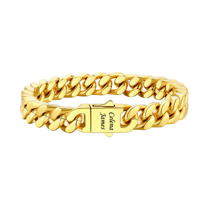 Custom Cuban Link Chain Bracelets 9mm Gold Plated