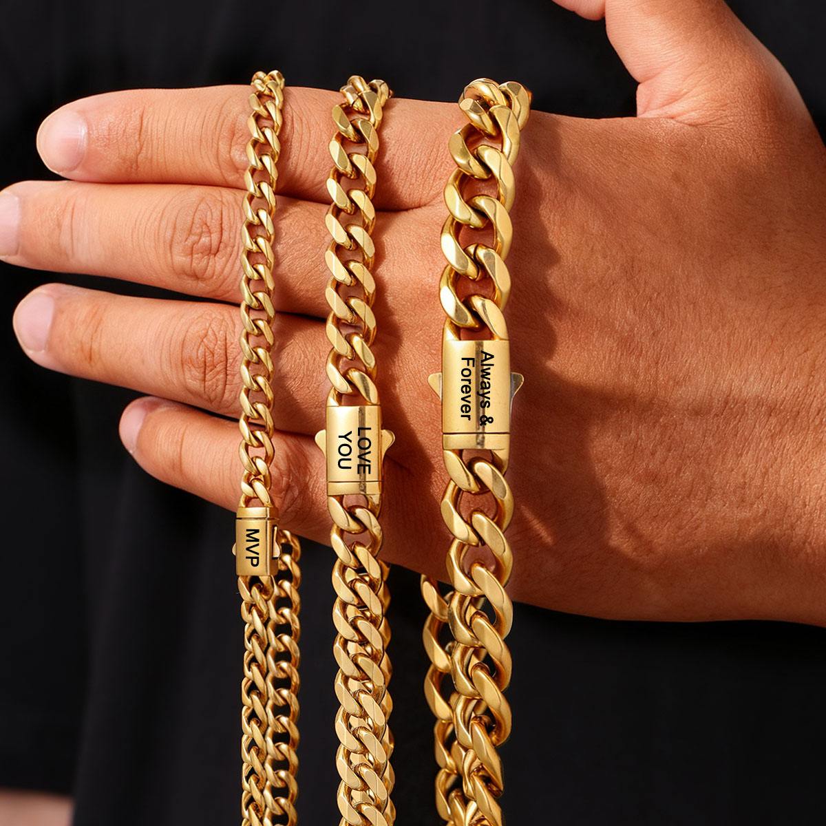 Custom Cuban Link Chain Necklace in Gold Plated