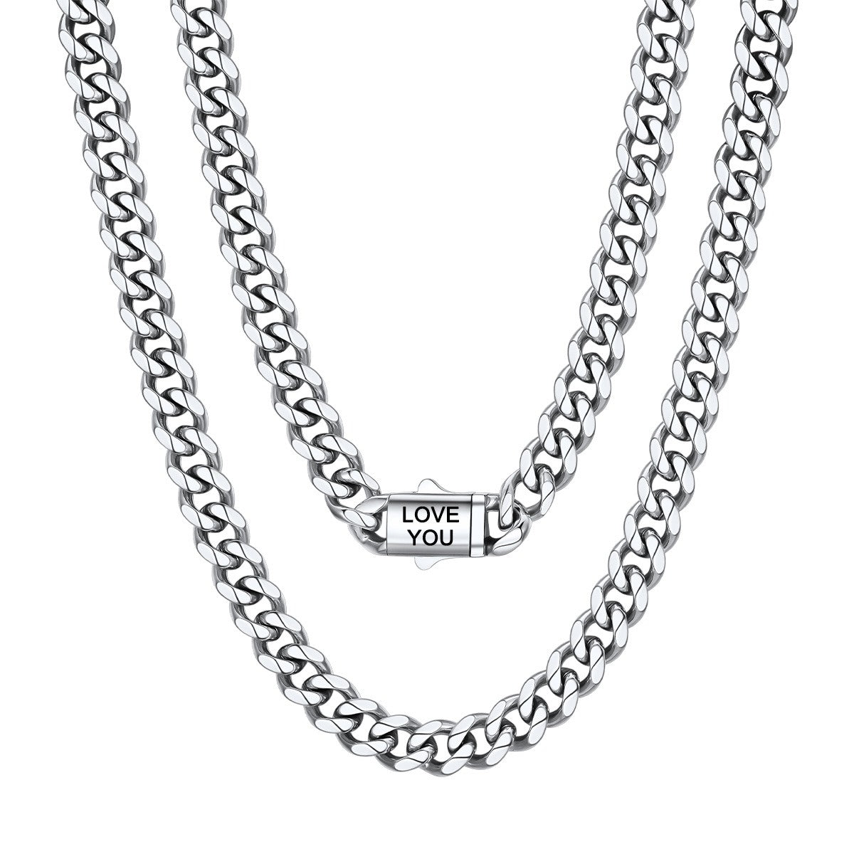 Custom Cuban Link Chain Necklace in Stainless Steel 6/9/12MM