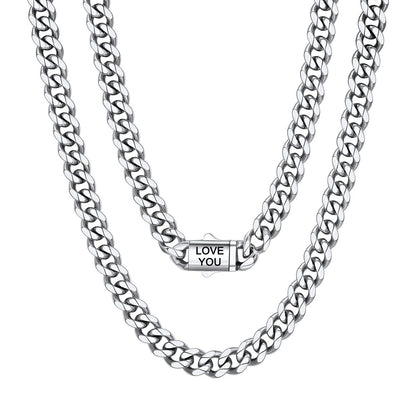 Custom Cuban Link Chain Necklace in Stainless Steel 6/9/12MM