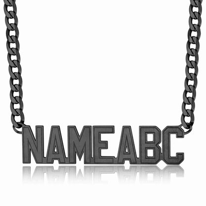 Custom Cuban Link Name Plate Necklace Black Plated