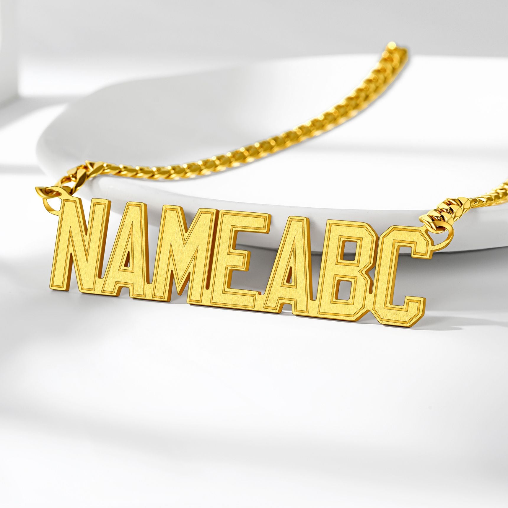 Custom Cuban Link Name Plate Necklace Gold Plated