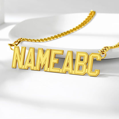 Custom Cuban Link Name Plate Necklace Gold Plated