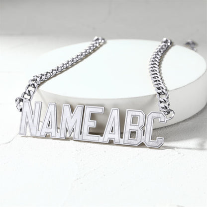 Custom Cuban Link Name Plate Necklace Stainless Steel