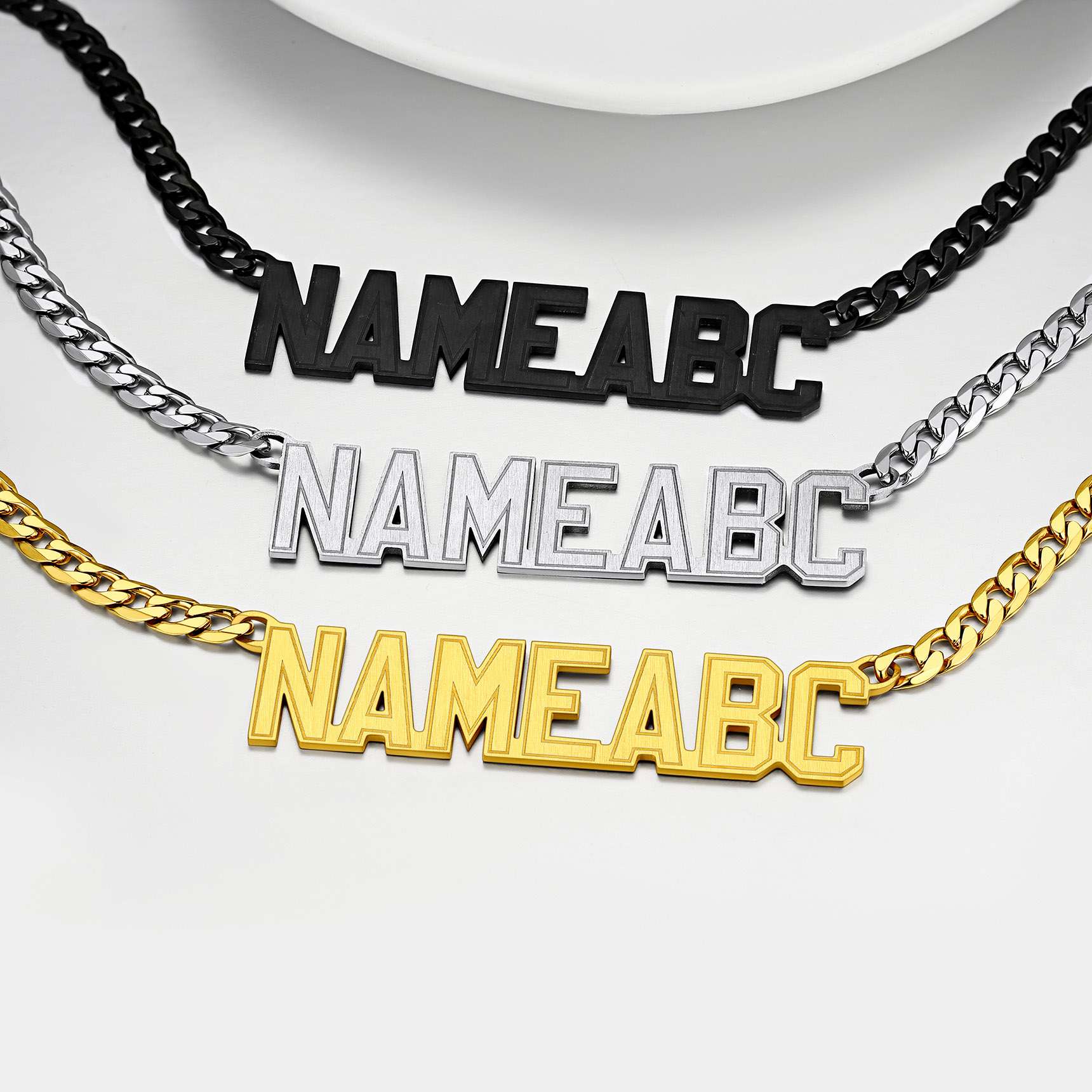  Custom Cuban Link Name Plate Necklace in different color