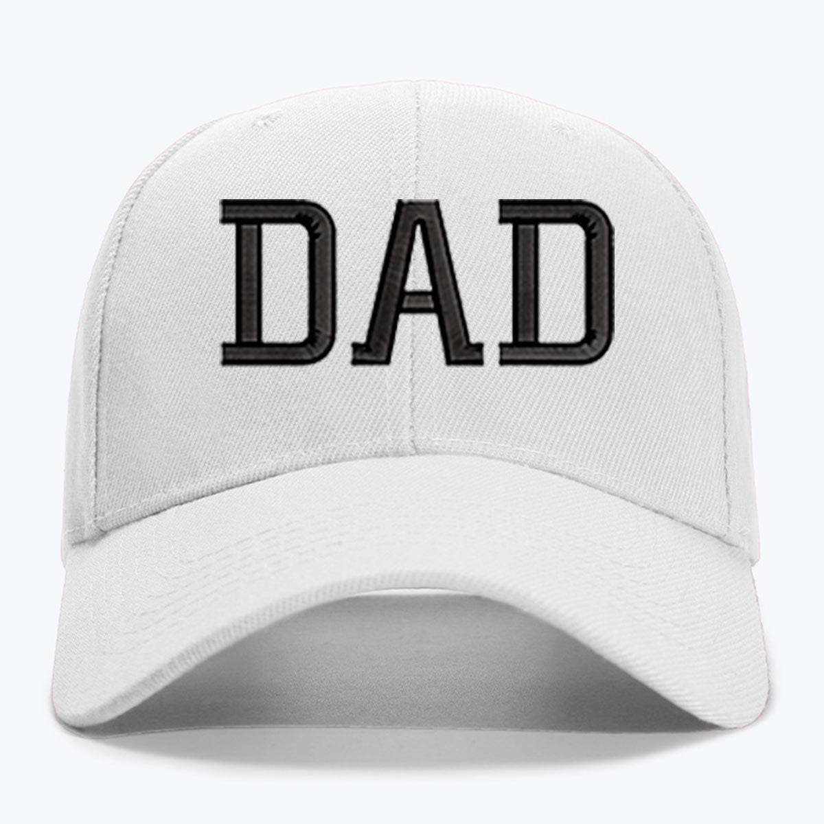 Custom Dad Hat Baseball Cap with Embroidery Text White