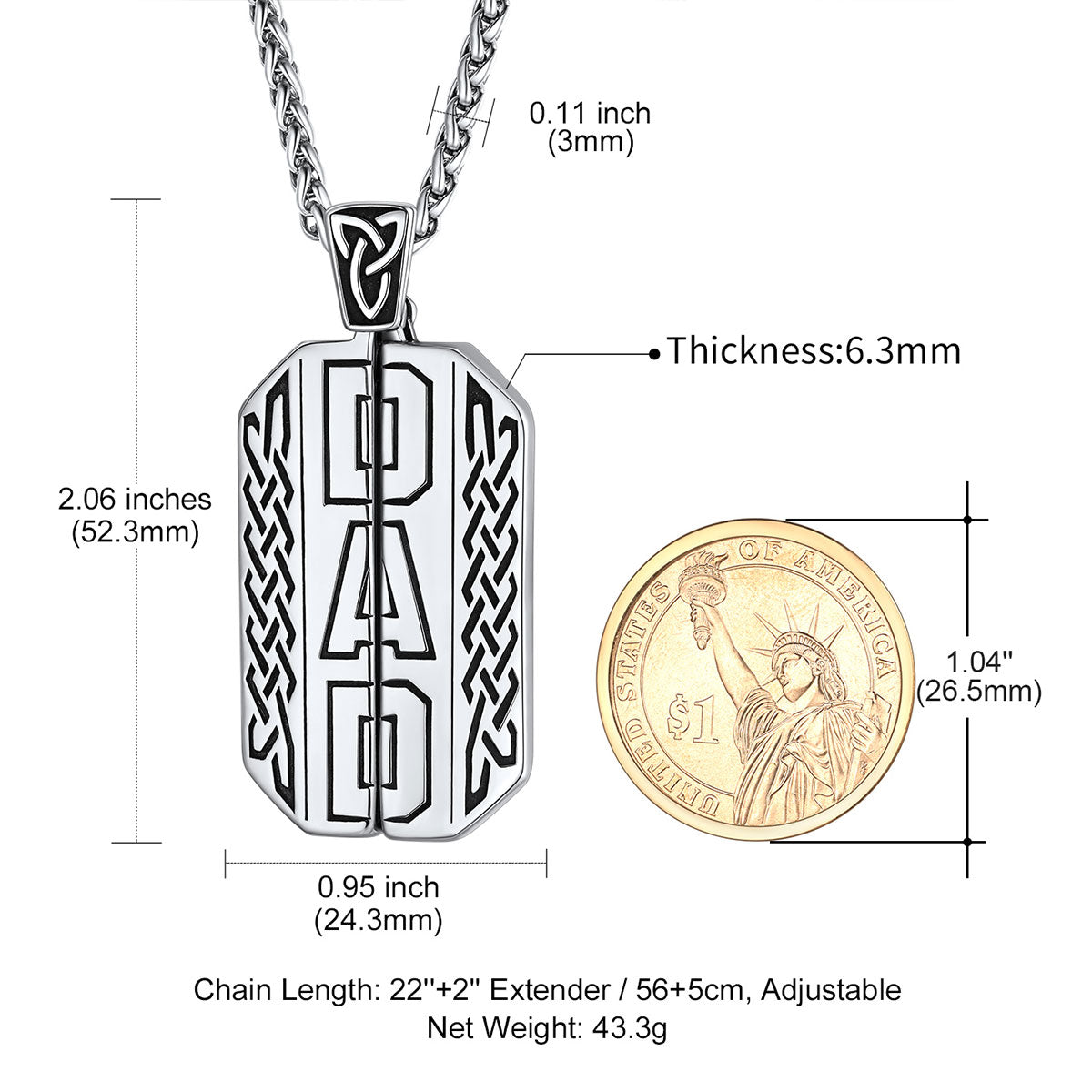 Custom Dads Locket Necklace: Dimension, Durable, Engraving