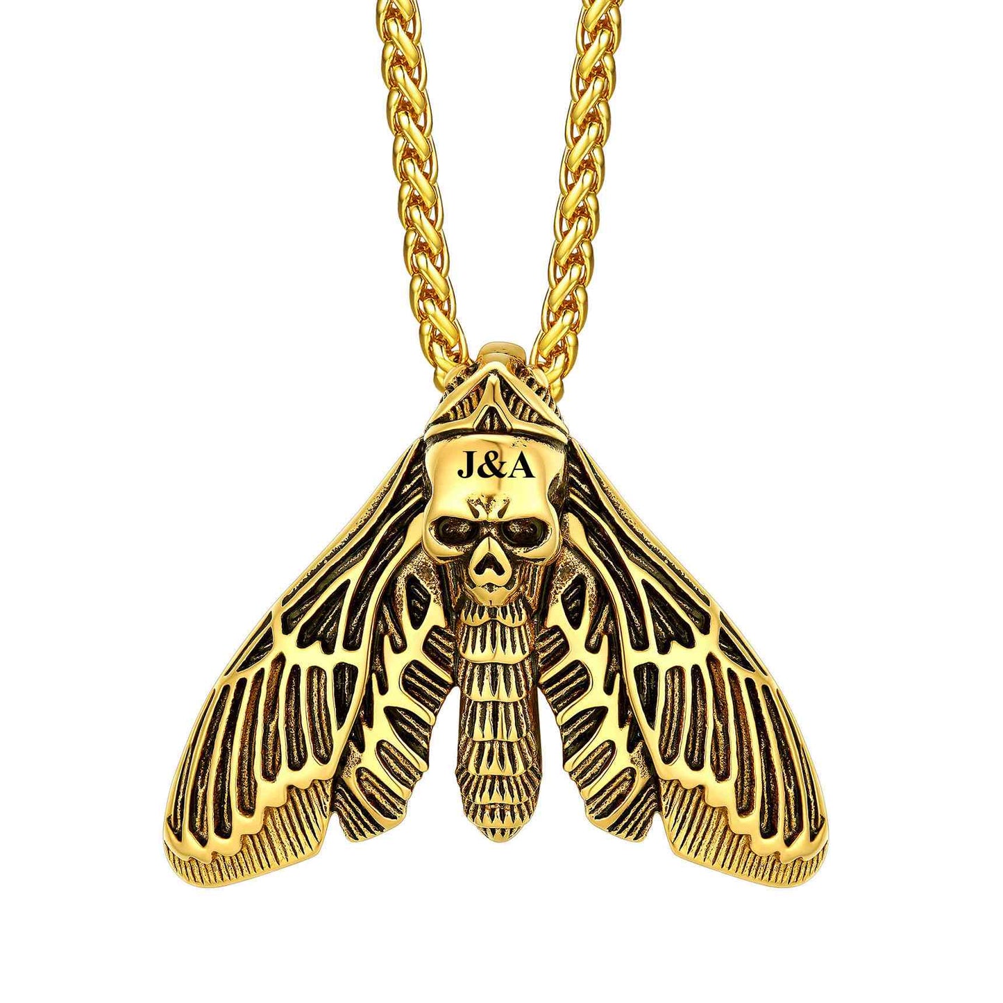 Custom Death Head Moth Skull Necklace Gold Plated