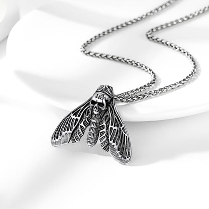 Custom Death Head Moth Skull Necklace in Stainless Steel