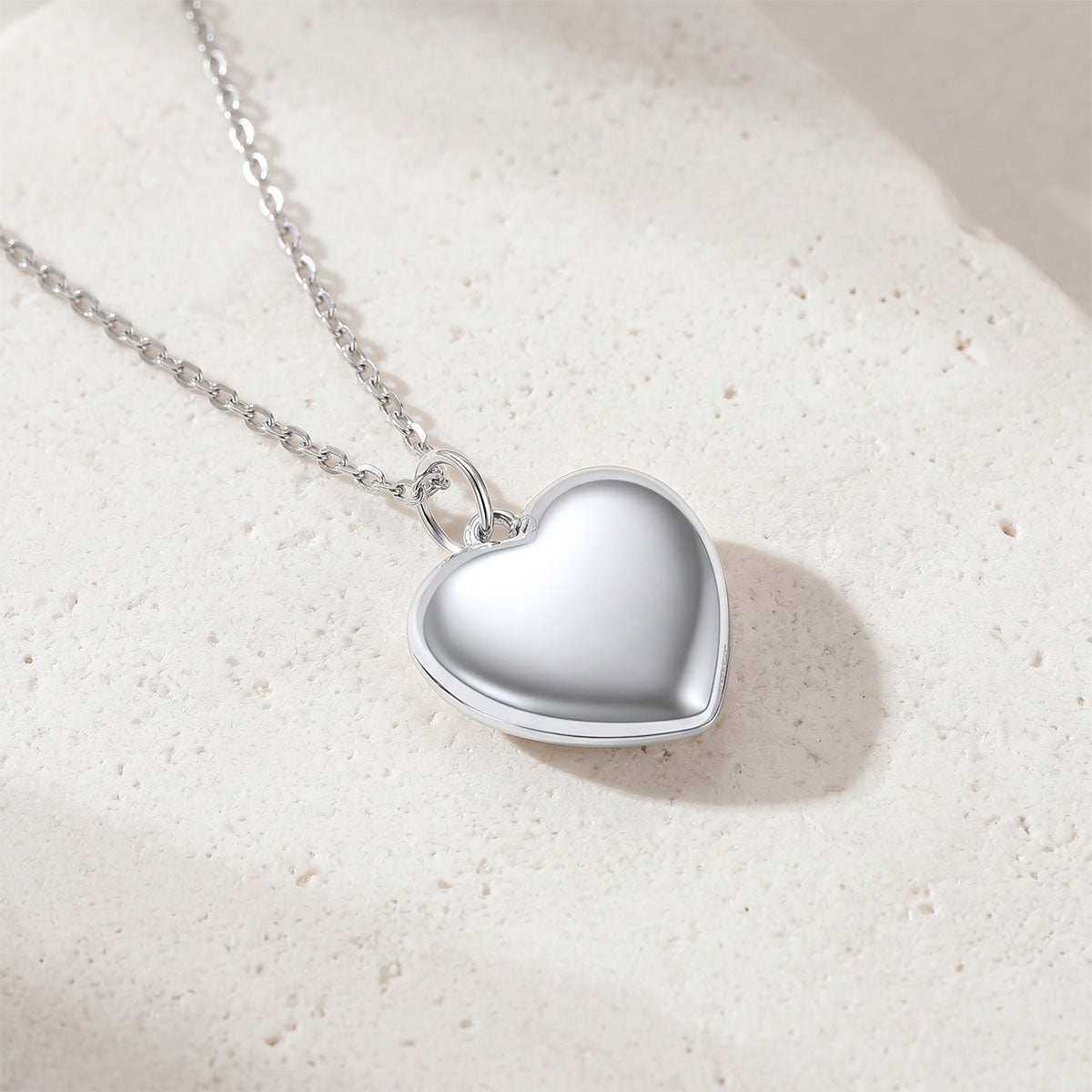 Custom Double Photo Heart Locket Necklace in Silver