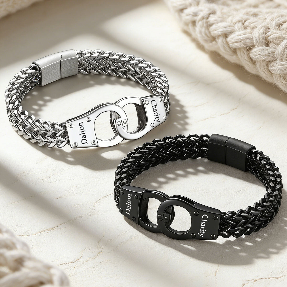 Custom Engravable Handcuff Chain Bracelet