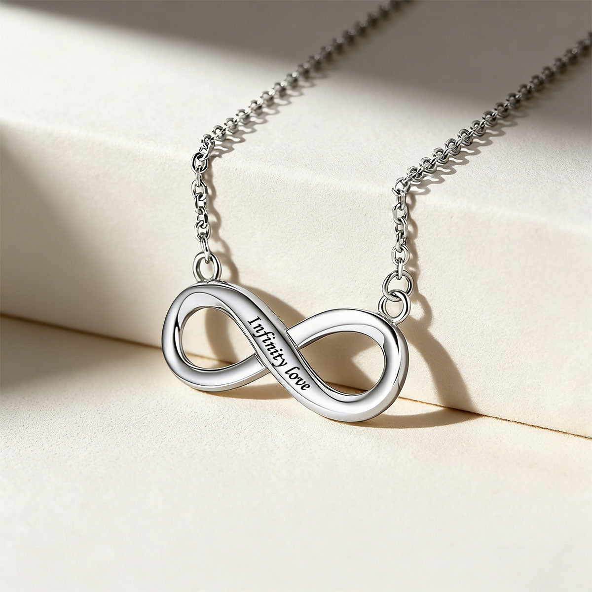 Custom Engravable Infinity Necklace in silver