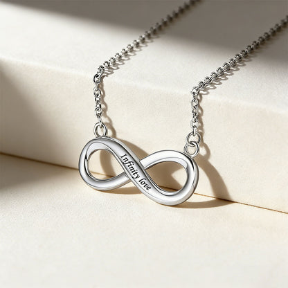 Custom Engravable Infinity Necklace in silver