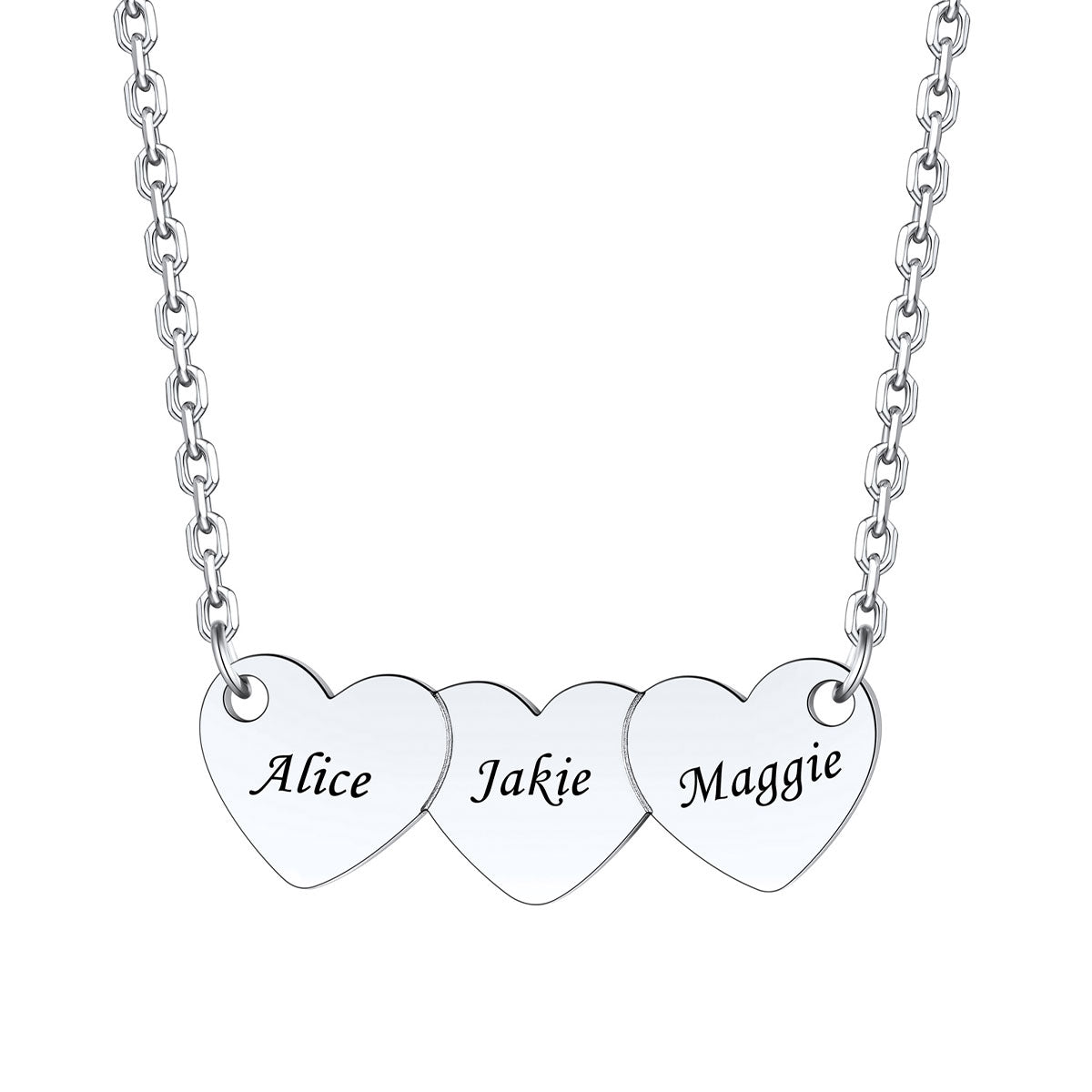 Custom Engraved 1-5 Hearts Name Necklace for Women