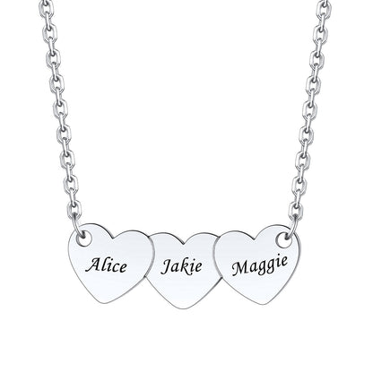 Custom Engraved 1-5 Hearts Name Necklace for Women