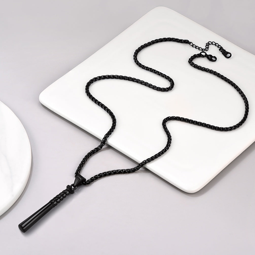 Custom Engraved Baseball Bat Necklace in black plated