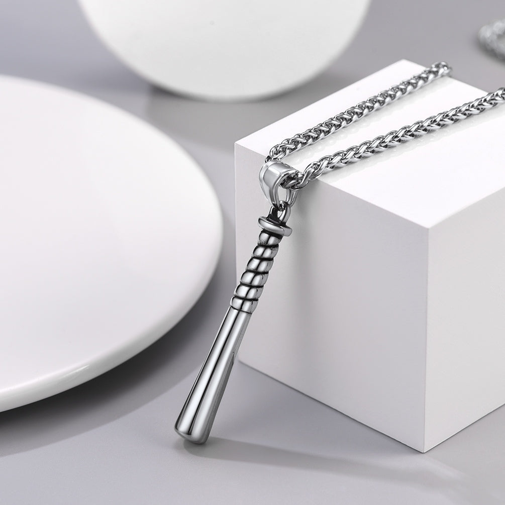 Custom Engraved Baseball Bat Necklace in steel