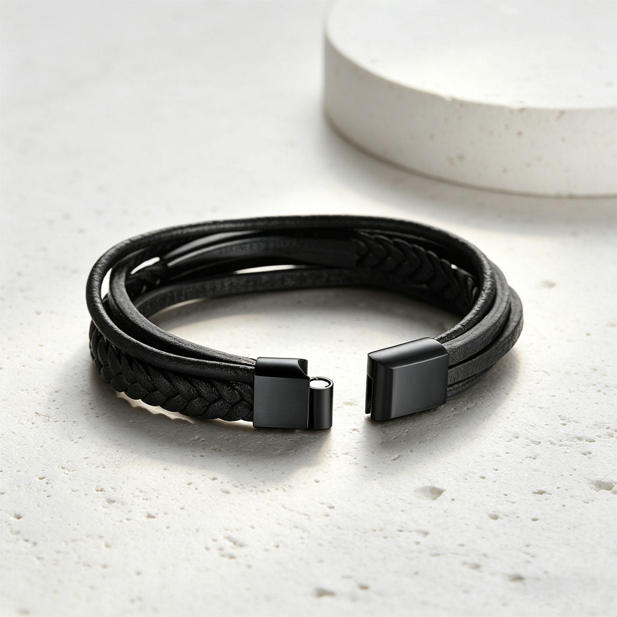 Custom Engraved Braided Leather Bracelet