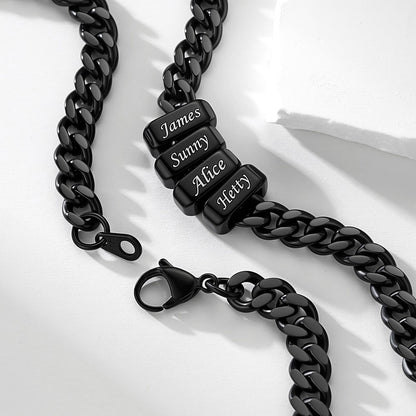 Custom Engraved Charm Multi Name Cuban Link Necklace in gold plated