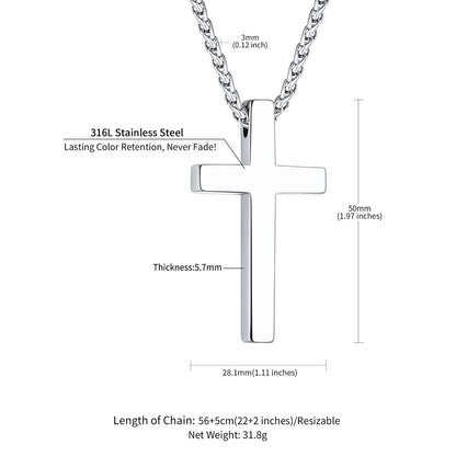 Custom Engraved Cross Necklace Dimension, Durable, Solid