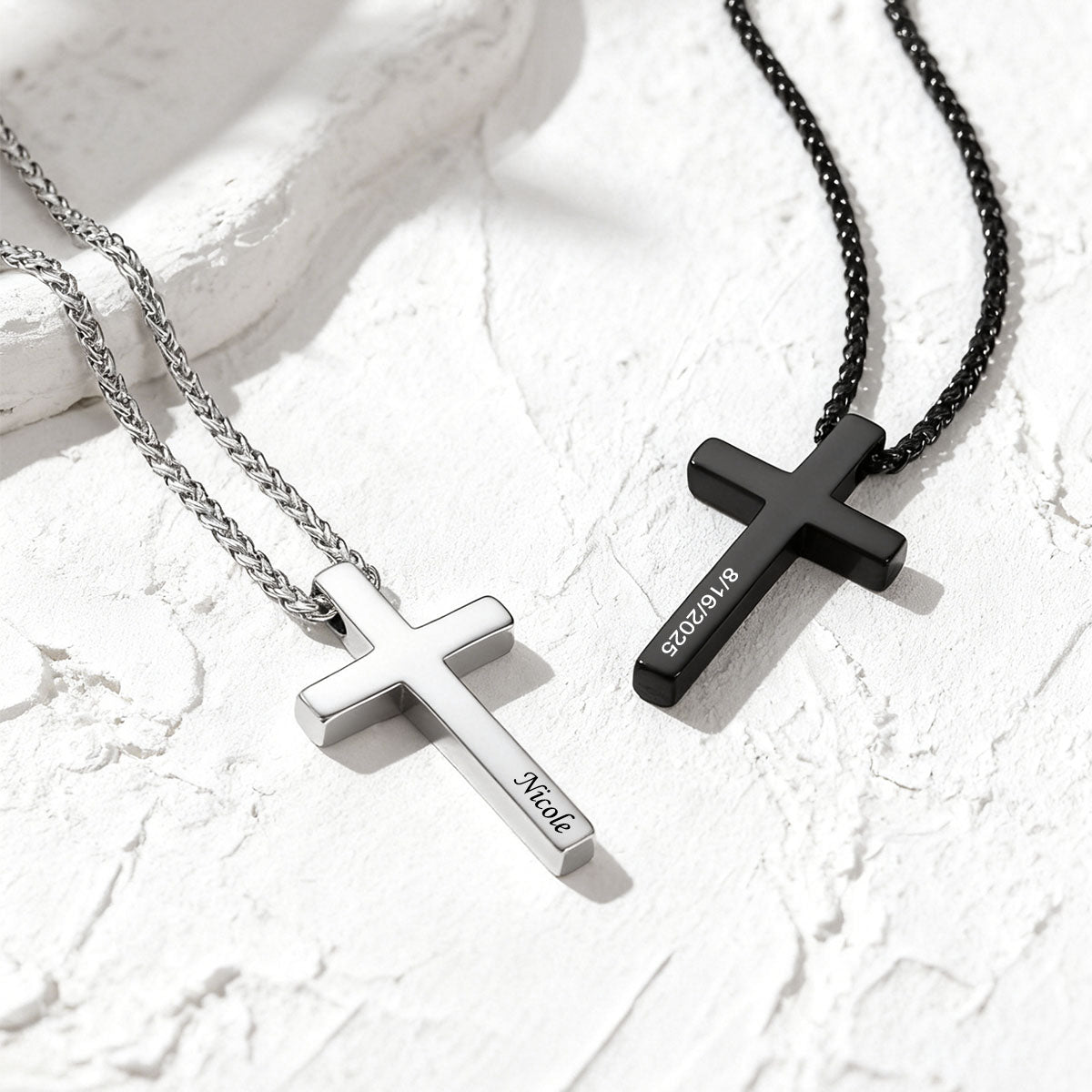 Custom Engraved Cross Necklace in different color