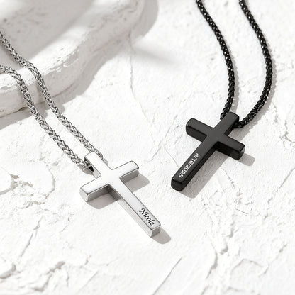 Custom Engraved Cross Necklace in different color
