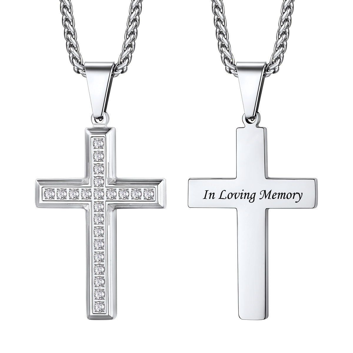 Custom Engraved Cubic Zirconia Cross Necklace