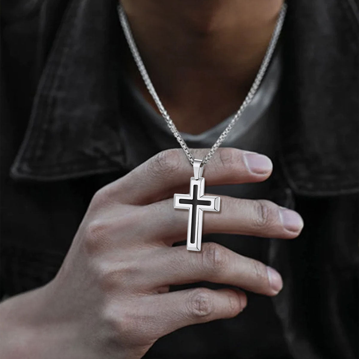 Custom Engraved Dripping Oil Cross Necklace