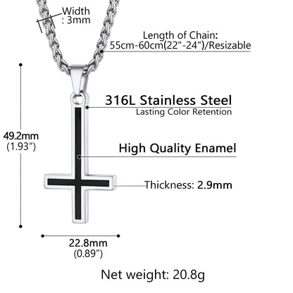 Custom Engraved Enamel Inverted Cross Necklace Dimension, Durable
