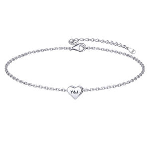 Custom Engraved Heart Anklets for Women