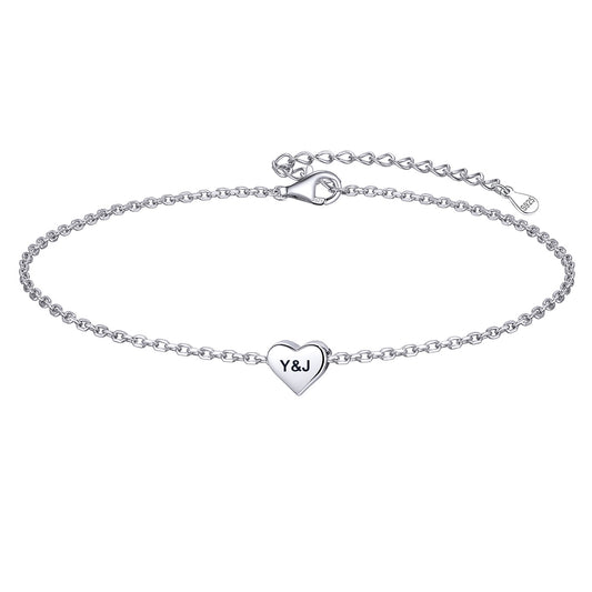 Custom Engraved Heart Anklets for Women