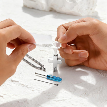 Custom Engraved Latin Cross Urn Necklaces 