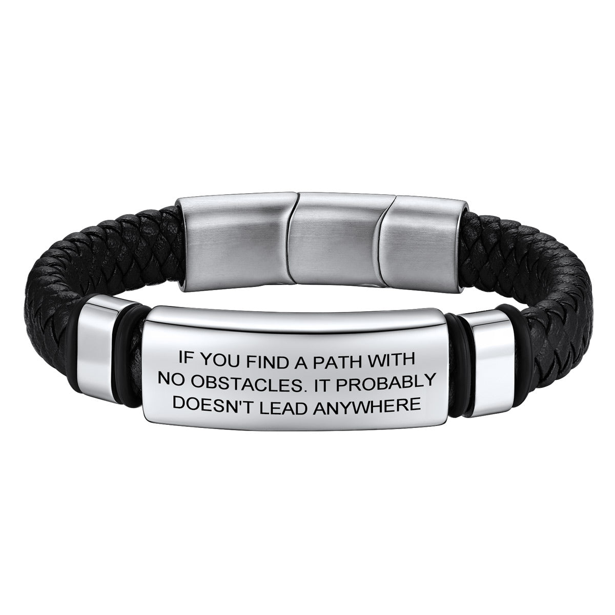 Custom Engraved Leather Braided Bracelet for Men