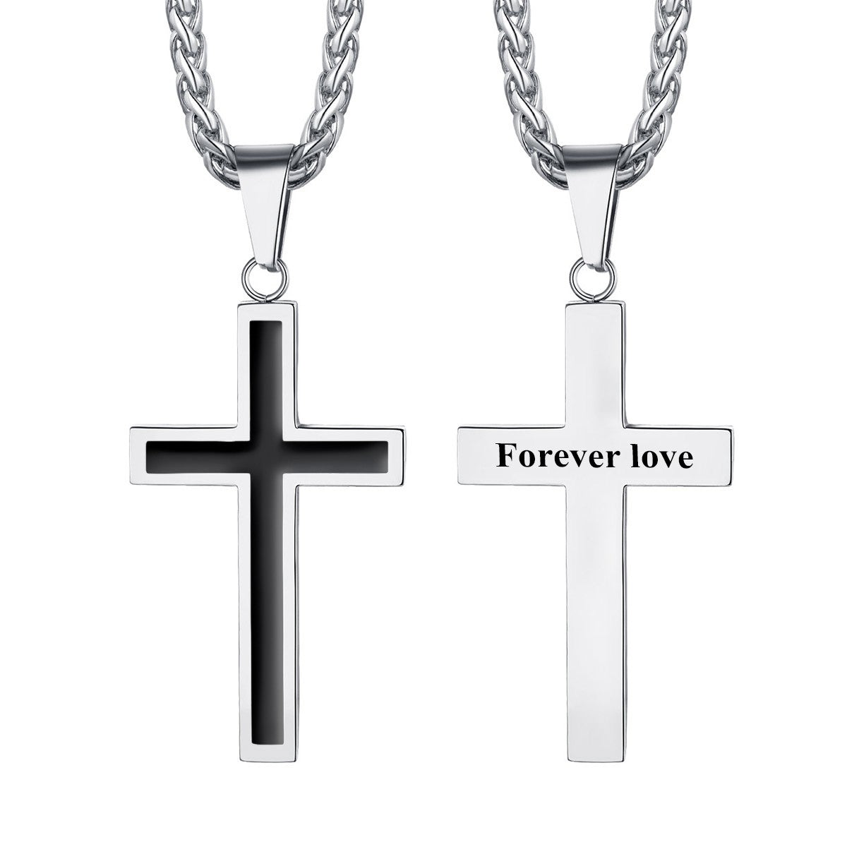 Custom Engraved Simple Enamel Cross Necklace for Women Men