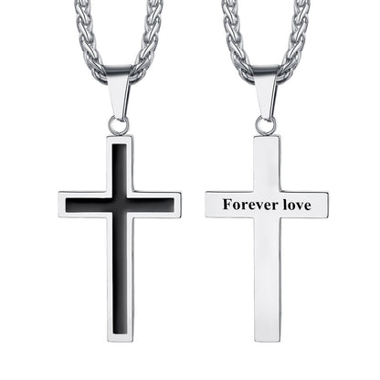 Custom Engraved Simple Enamel Cross Necklace for Women Men