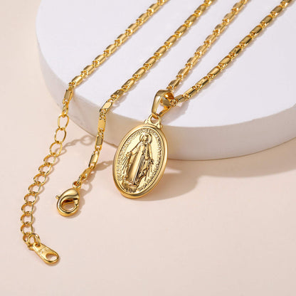 Custom Engraved Virgin Mary Necklace Gold Plated