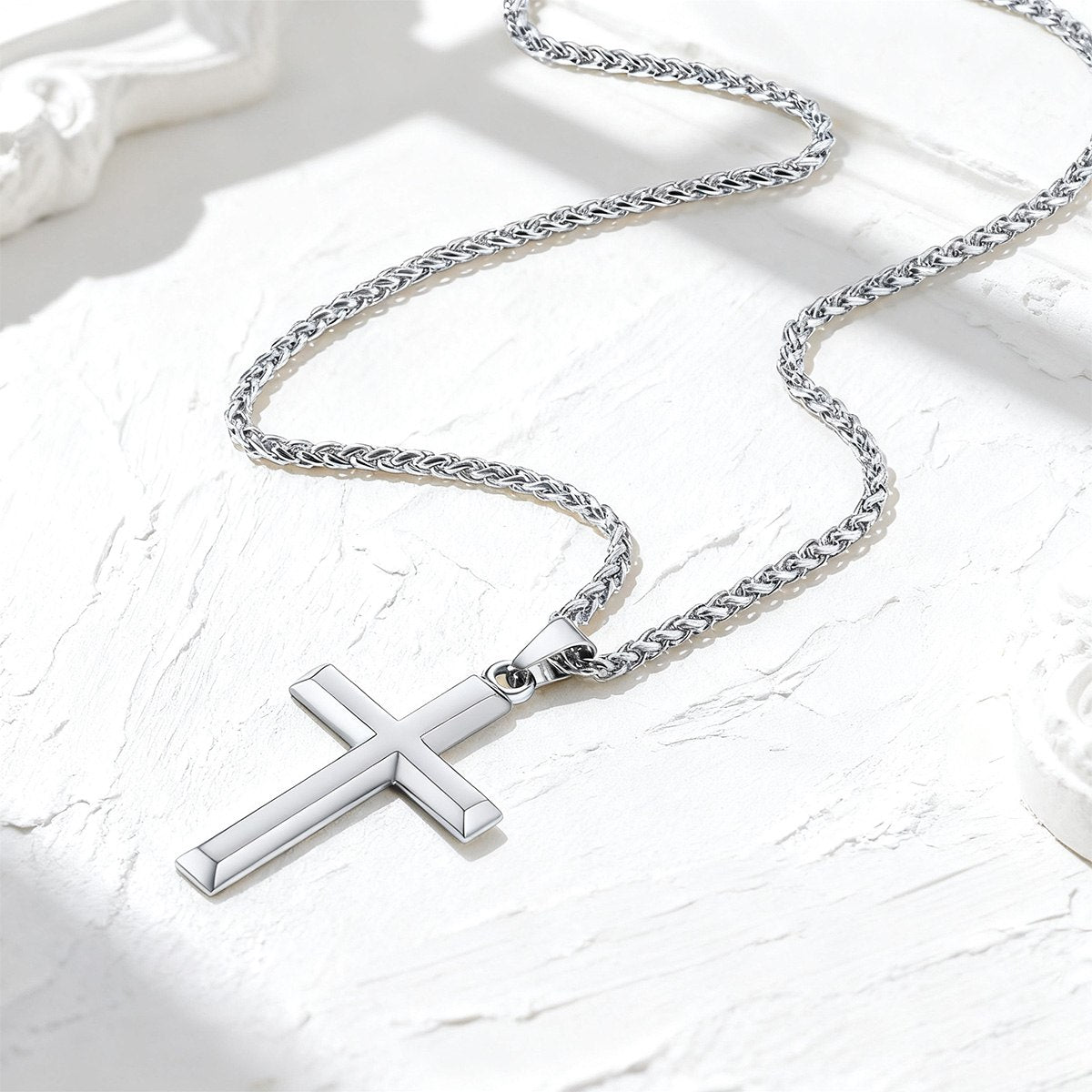 Custom Engraving Cross Necklace in Steel 