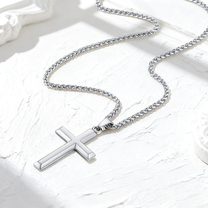 Custom Engraving Cross Necklace in Steel 