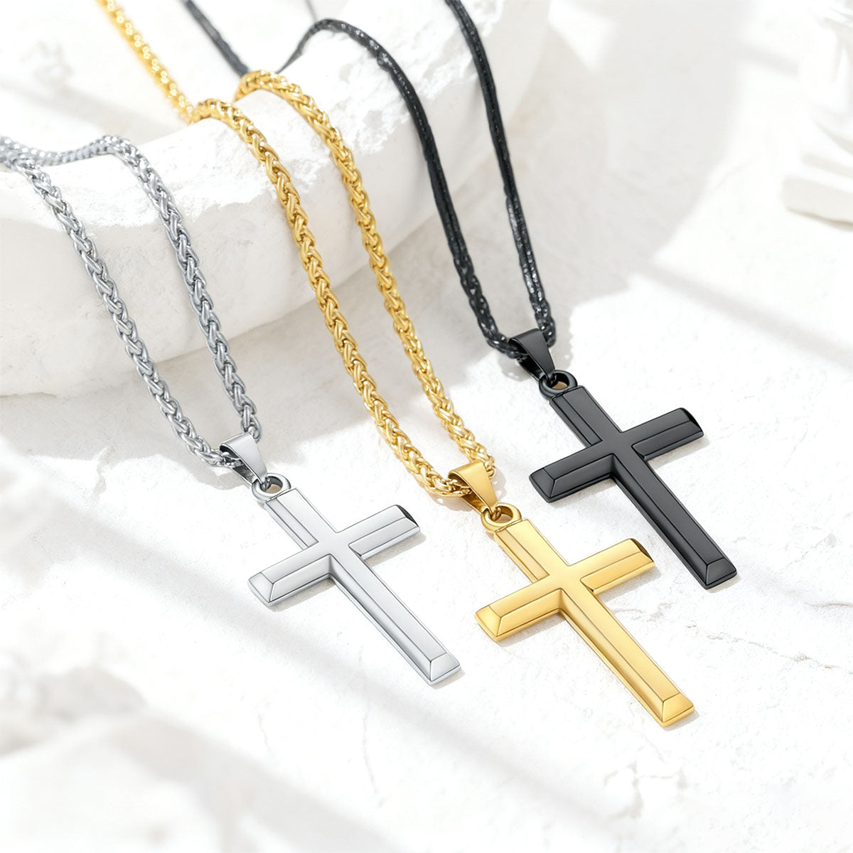 Custom Engraving Cross Necklace in different color