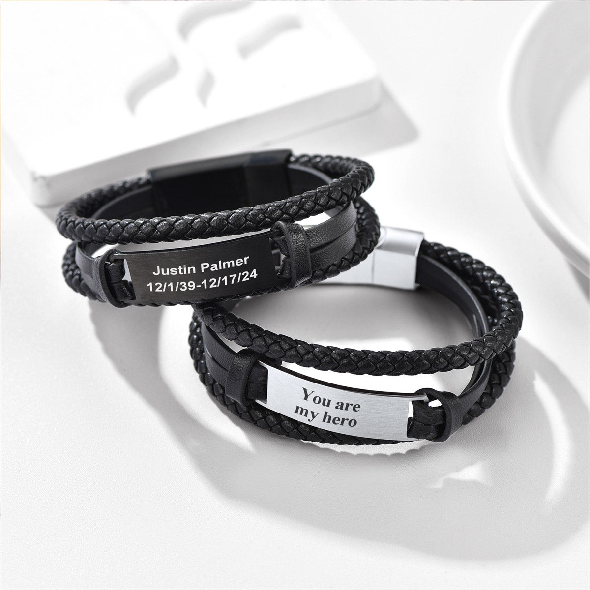 Custom Engraving Leather Bracelet