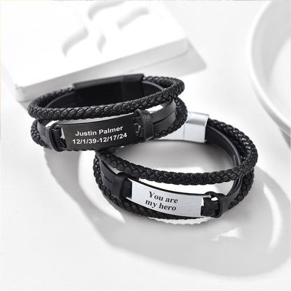 Custom Engraving Leather Bracelet
