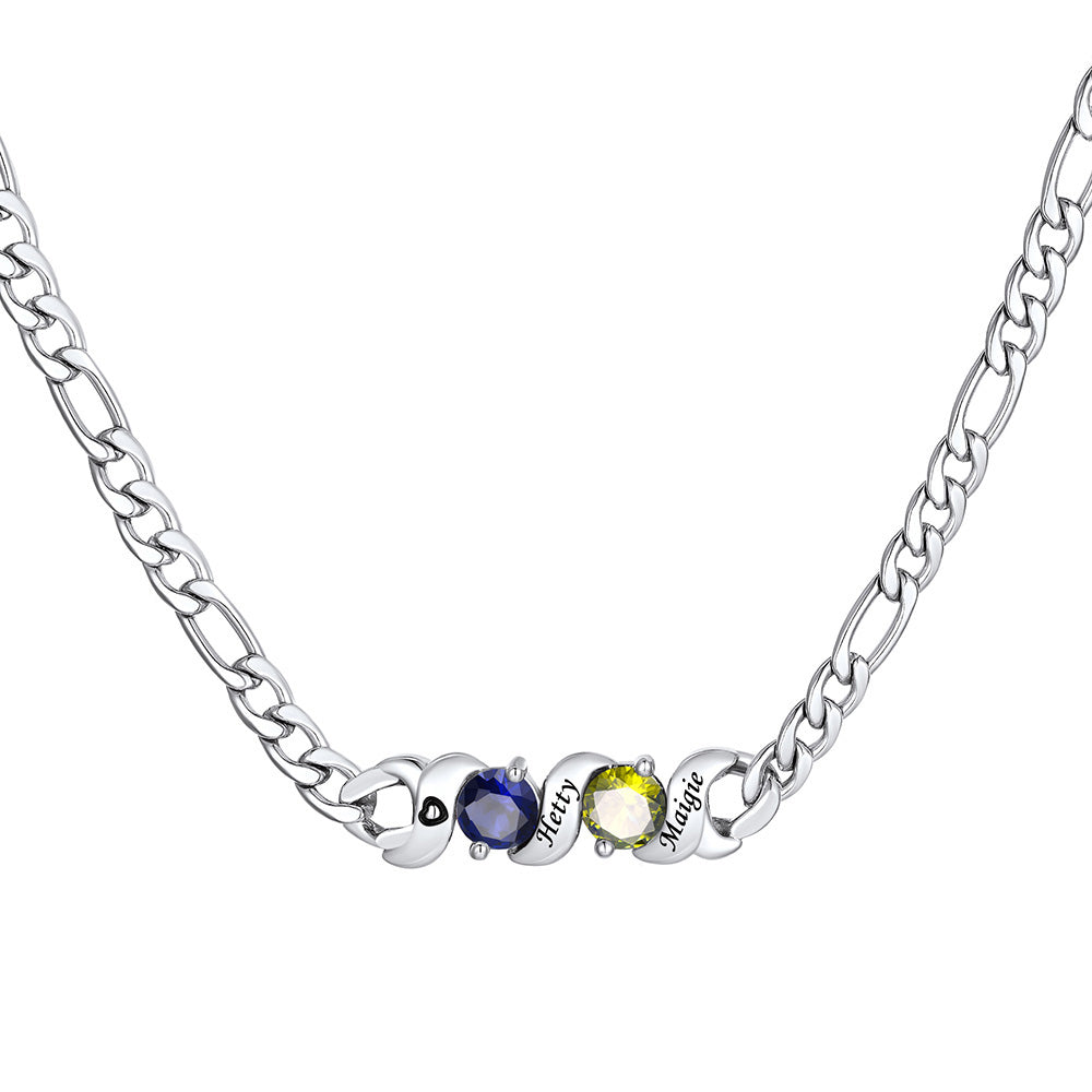 Custom Family Birthstone Necklace 2 stones