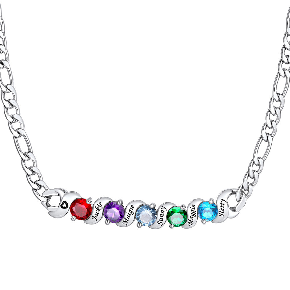 Custom Family Birthstone Necklace 5 stones