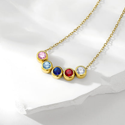 Custom Family Birthstone Necklace Gold Plated