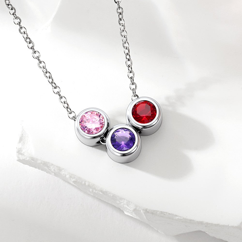 Custom Family Birthstone Necklace Stainless Steel