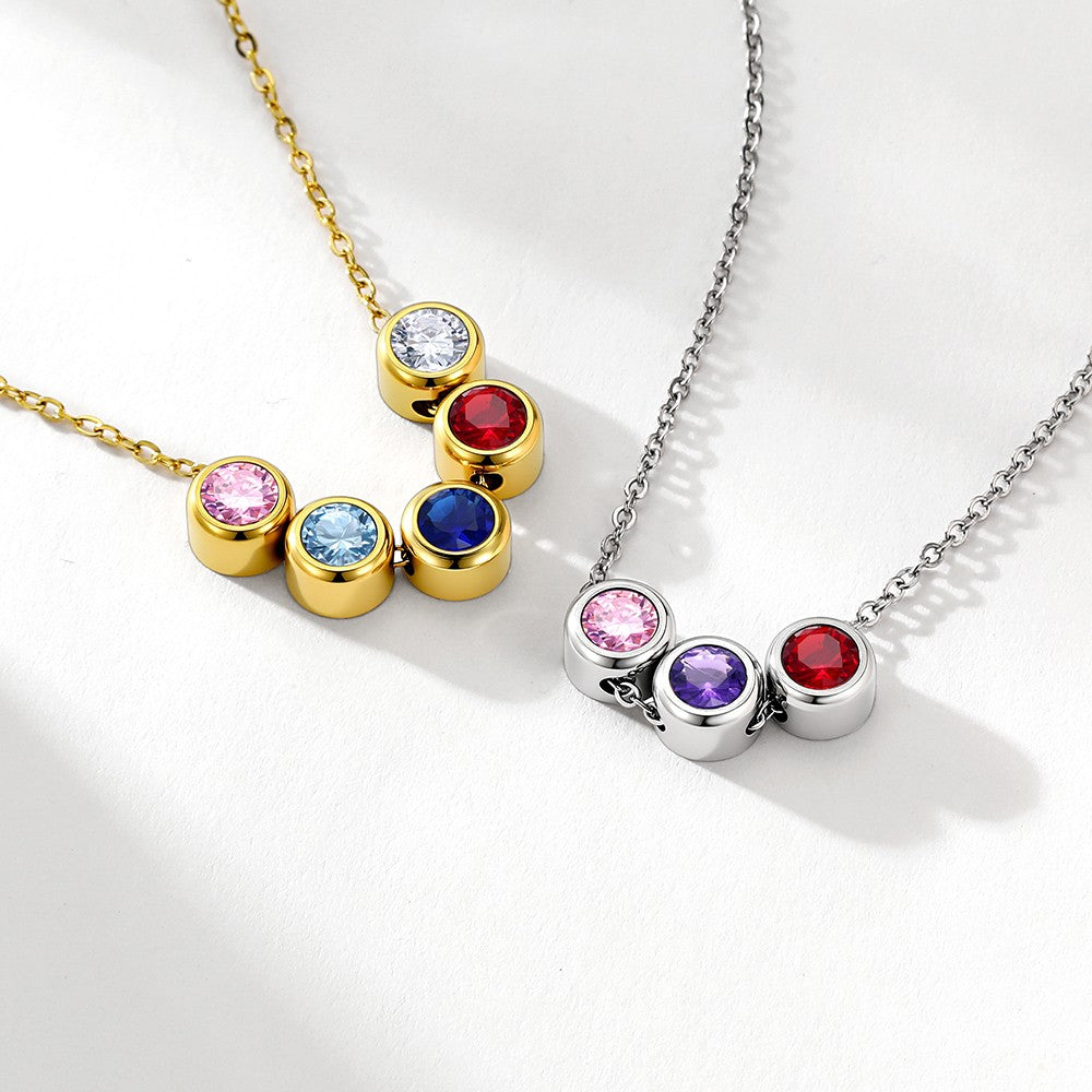 Custom Family Birthstone Necklace in different color