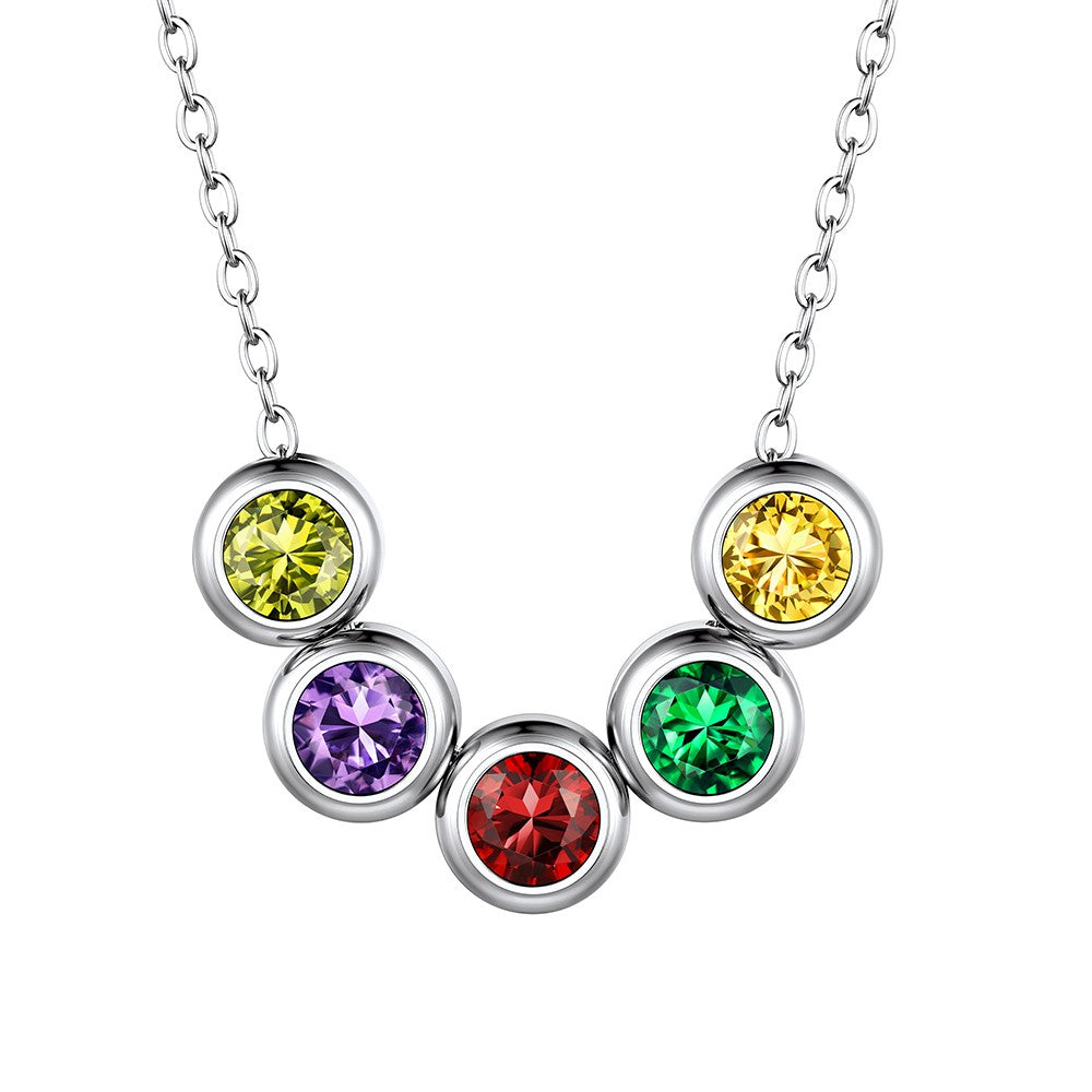 Custom Family Birthstone Necklace with 1-5 Birthstones