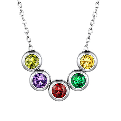 Custom Family Birthstone Necklace with 1-5 Birthstones