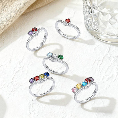 Custom Family Birthstone Ring in 925 Sterling Silver