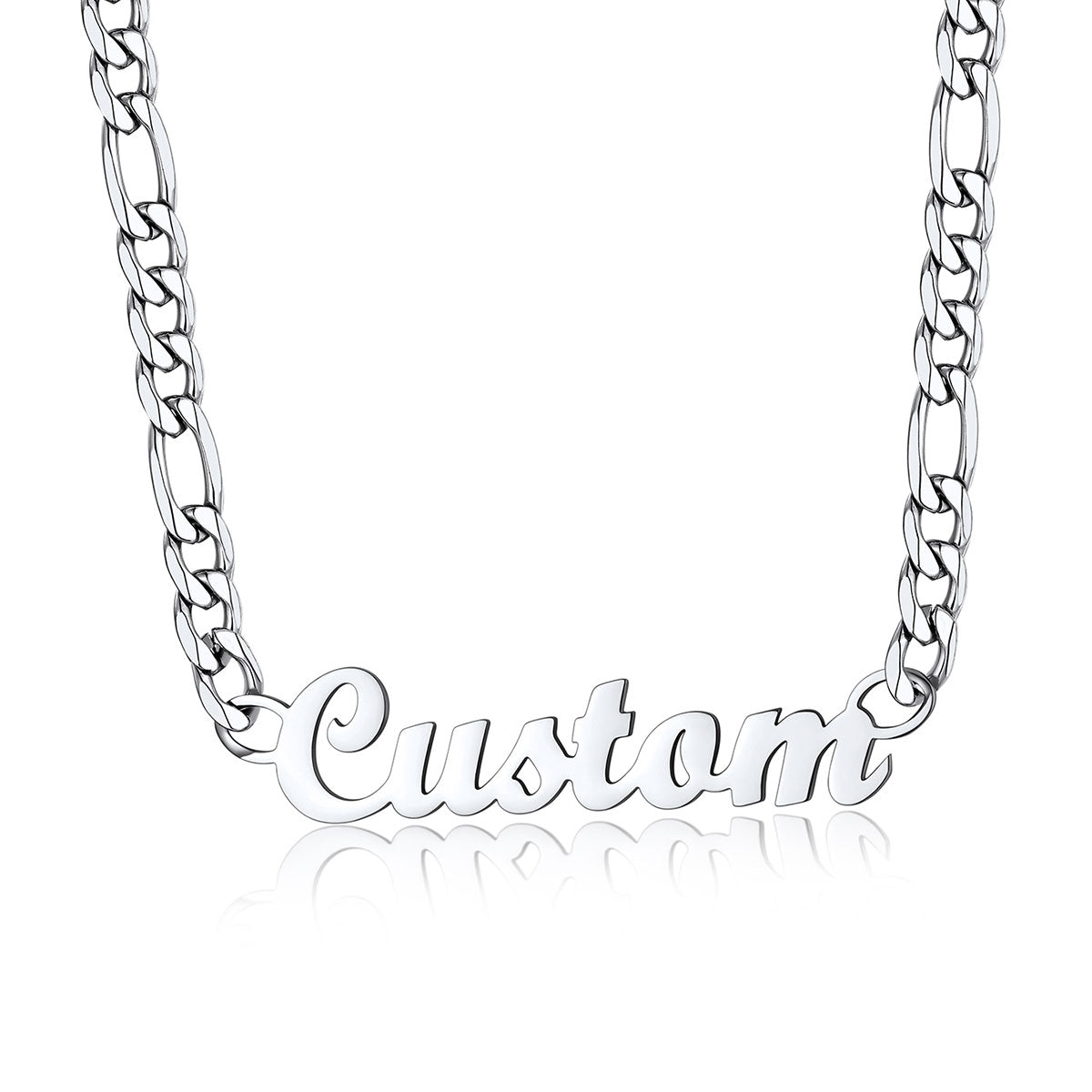 Custom Figaro Chain Name Necklace Stainless Steel